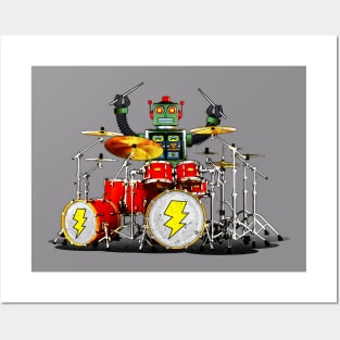 Cool Tees Drummer Robot Rock Posters and Art